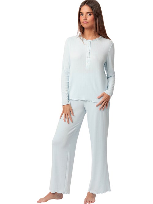 Pyjama pantalon top manches longues Romantic - Kiabi