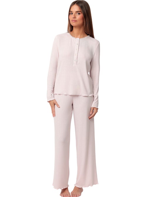 Pyjama pantalon top manches longues Romantic - Kiabi