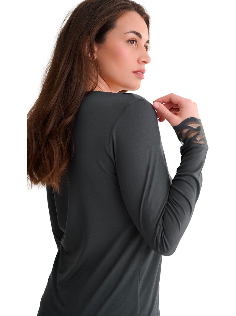 Pyjama pantalon top manches longues RUTH Gris - Kiabi