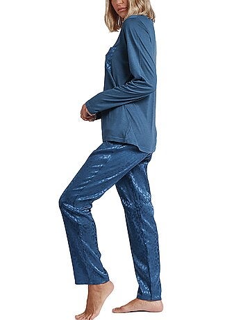 Pyjama pantalon top manches longues Satin Leopard