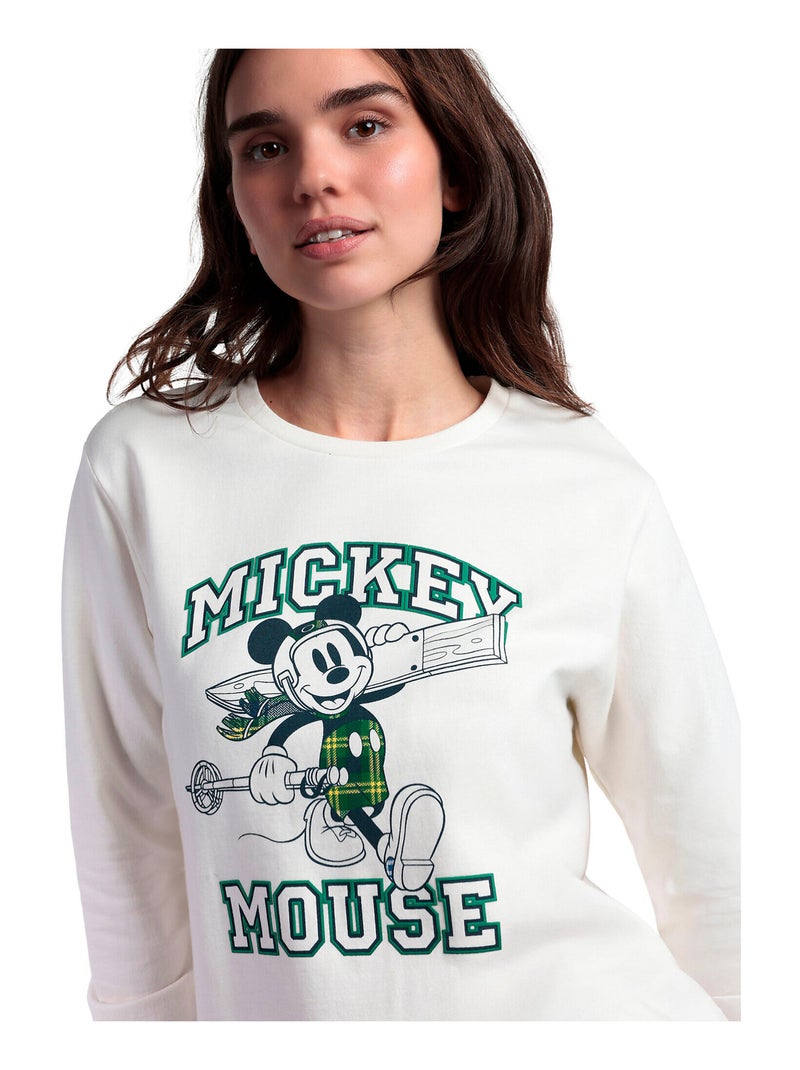 Pyjama pantalon top manches longues Ski Mouse Disney Ecru - Kiabi