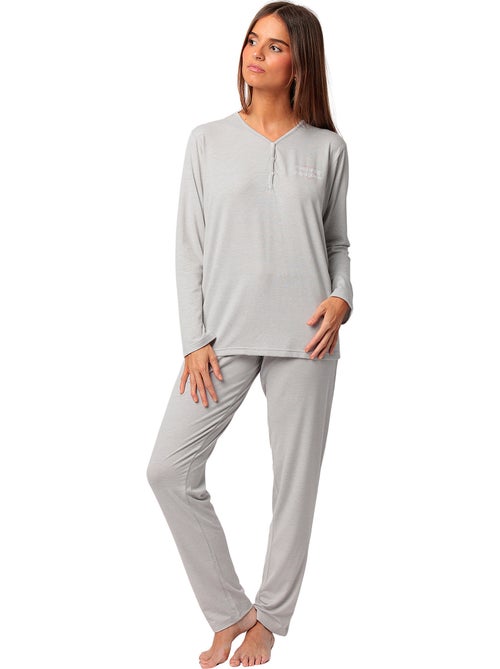 Pyjama pantalon top manches longues Sleep Is My Superpower - Kiabi