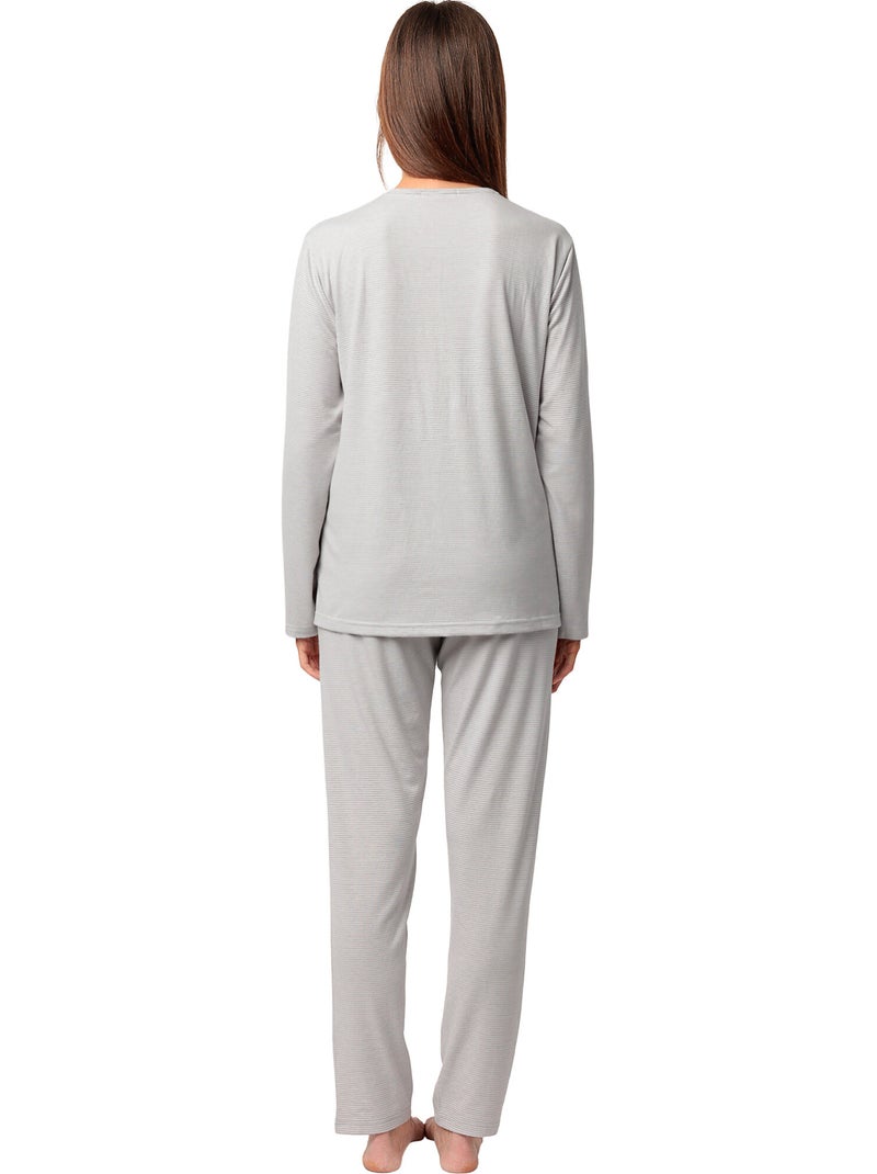 Pyjama pantalon top manches longues Sleep Is My Superpower Gris - Kiabi