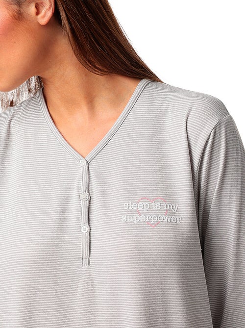 Pyjama pantalon top manches longues Sleep Is My Superpower - Kiabi