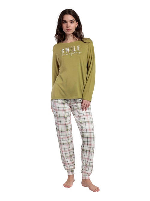 Pyjama pantalon top manches longues Smile Everyday - Kiabi