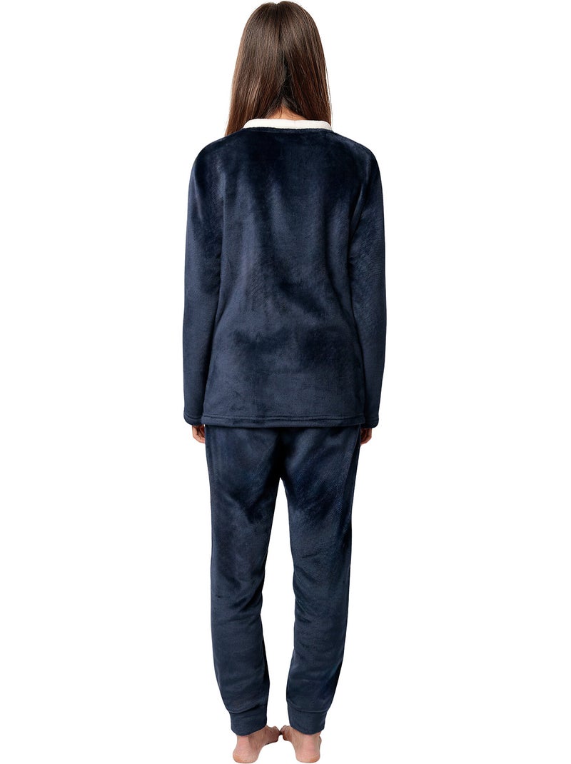 Pyjama pantalon top manches longues Snow Drift Peanuts Bleu - Kiabi