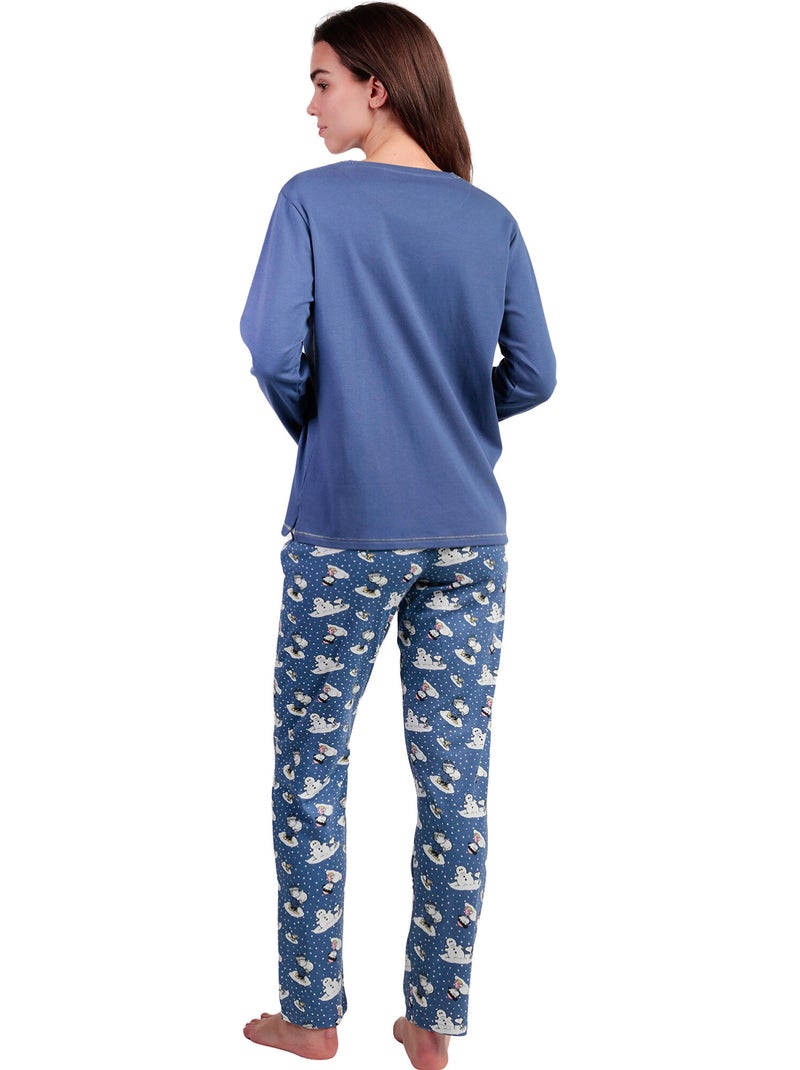 Pyjama pantalon top manches longues Snow Drift Peanuts Bleu - Kiabi
