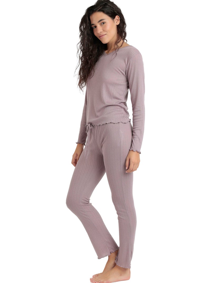 Pyjama pantalon top manches longues Soft Canale Violet - Kiabi