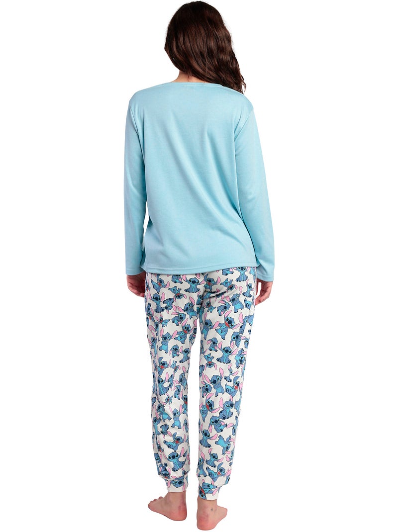 Pyjama pantalon top manches longues Stitch And Angel Disney Bleu - Kiabi
