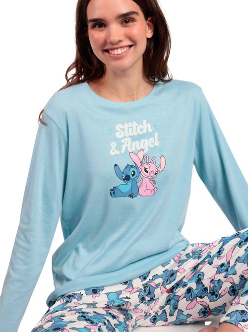 Pyjama pantalon top manches longues Stitch And Angel Disney - Kiabi