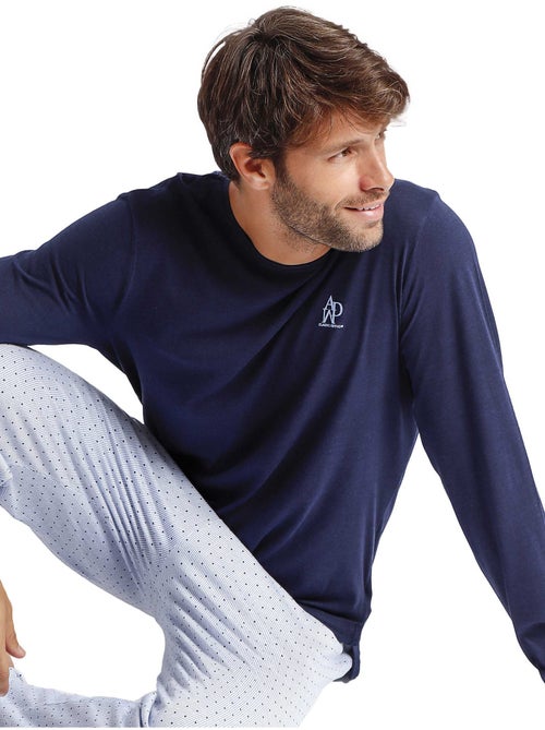 Pyjama pantalon top manches longues Stripes And Dots - Kiabi Pyjama pantalon top manches longues Stripes And Dots - Kiabi