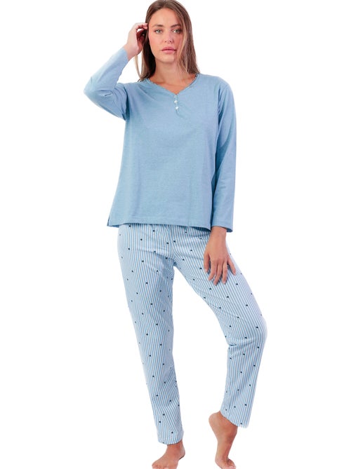 Pyjama pantalon top manches longues stripes and stars - Kiabi Pyjama pantalon top manches longues stripes and stars - Kiabi