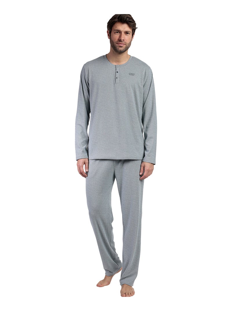 Pyjama pantalon top manches longues Supersoft Bleu - Kiabi