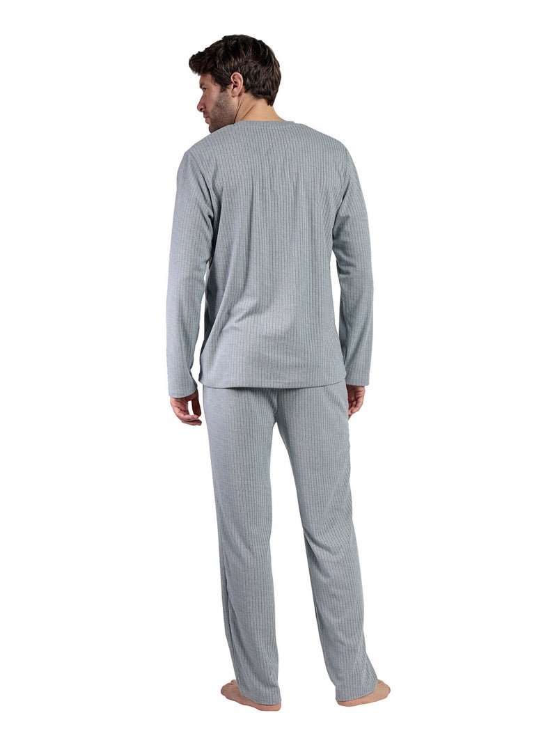 Pyjama pantalon top manches longues Supersoft Bleu - Kiabi
