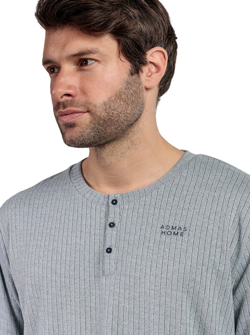 Pyjama pantalon top manches longues Supersoft Bleu - Kiabi