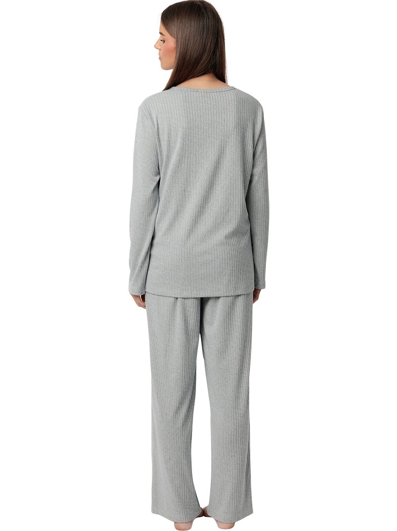 Pyjama pantalon top manches longues Supersoft Bleu - Kiabi
