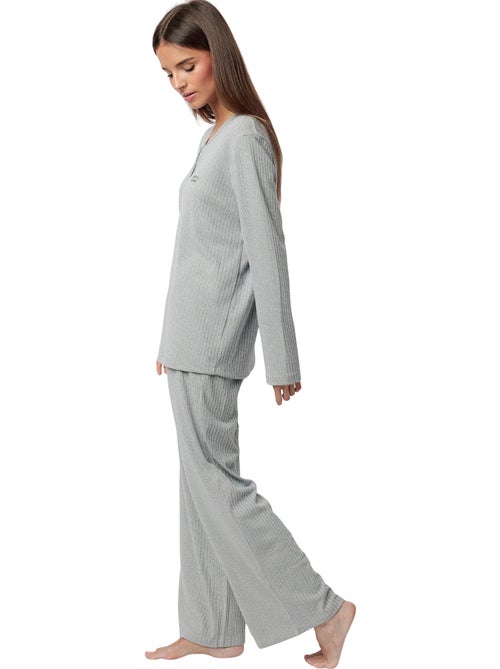 Pyjama pantalon top manches longues Supersoft - Kiabi