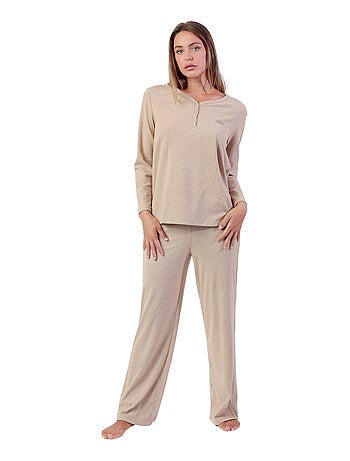 Pyjama à manches longues côtelé ultra doux pour femme ADMAS HOME