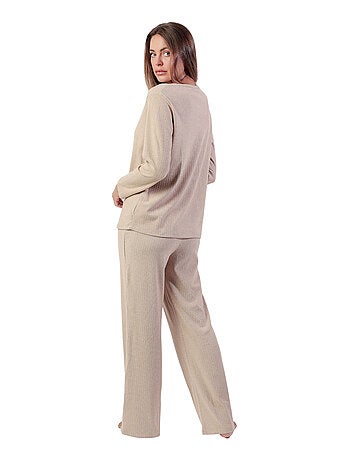 Pyjama à manches longues côtelé ultra doux pour femme ADMAS HOME
