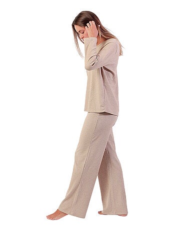 Pyjama à manches longues côtelé ultra doux pour femme ADMAS HOME