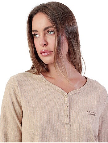 Pyjama à manches longues côtelé ultra doux pour femme ADMAS HOME