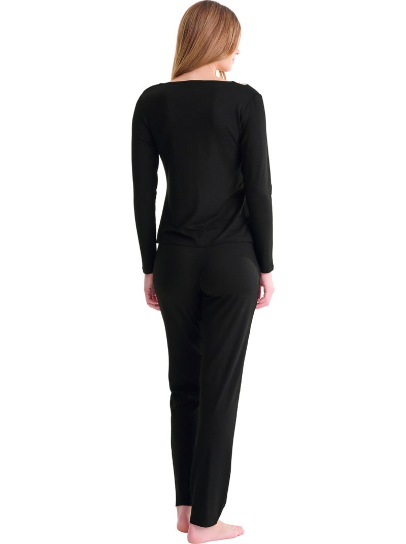 Pyjama pantalon top manches longues tania Noir - Kiabi