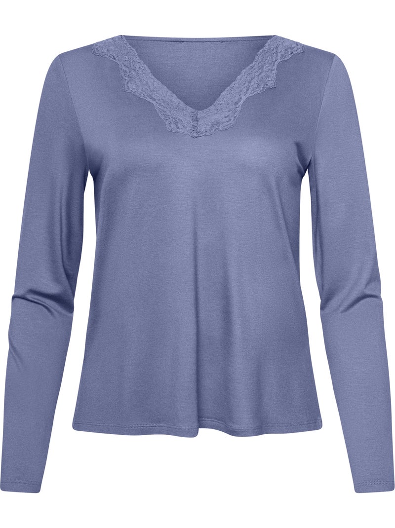 Pyjama pantalon top manches longues tania Violet - Kiabi