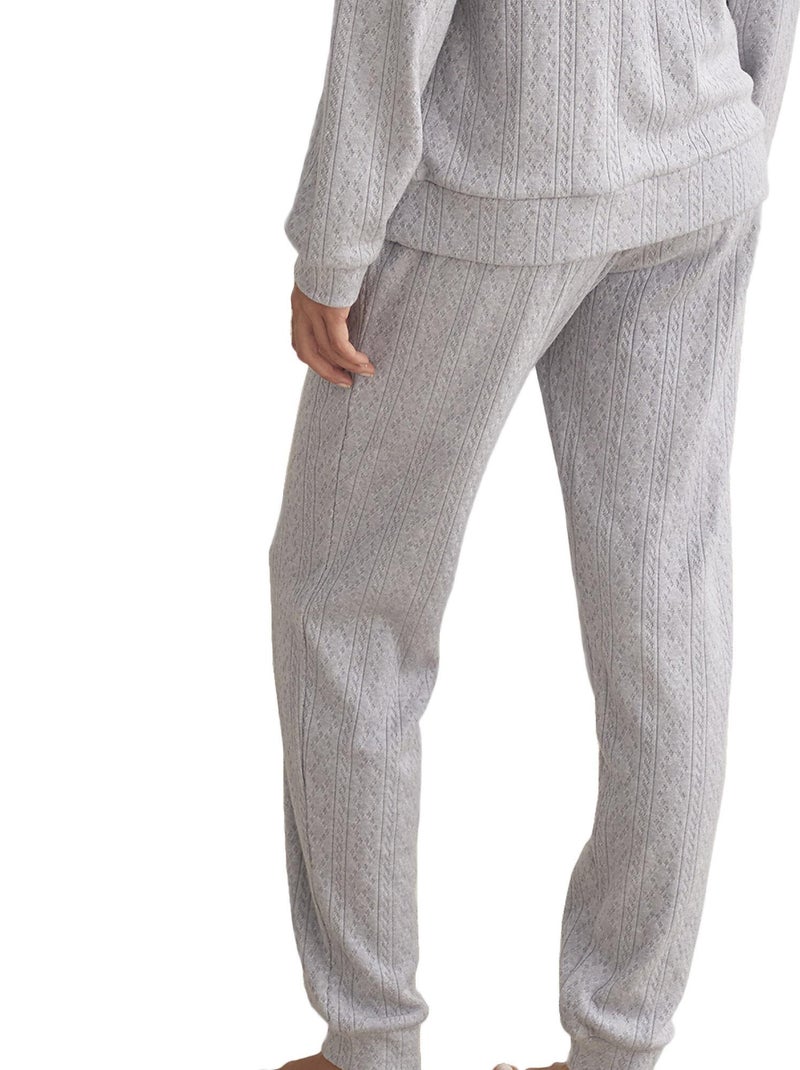 Pyjama pantalon top manches longues TEXTURAS Gris - Kiabi