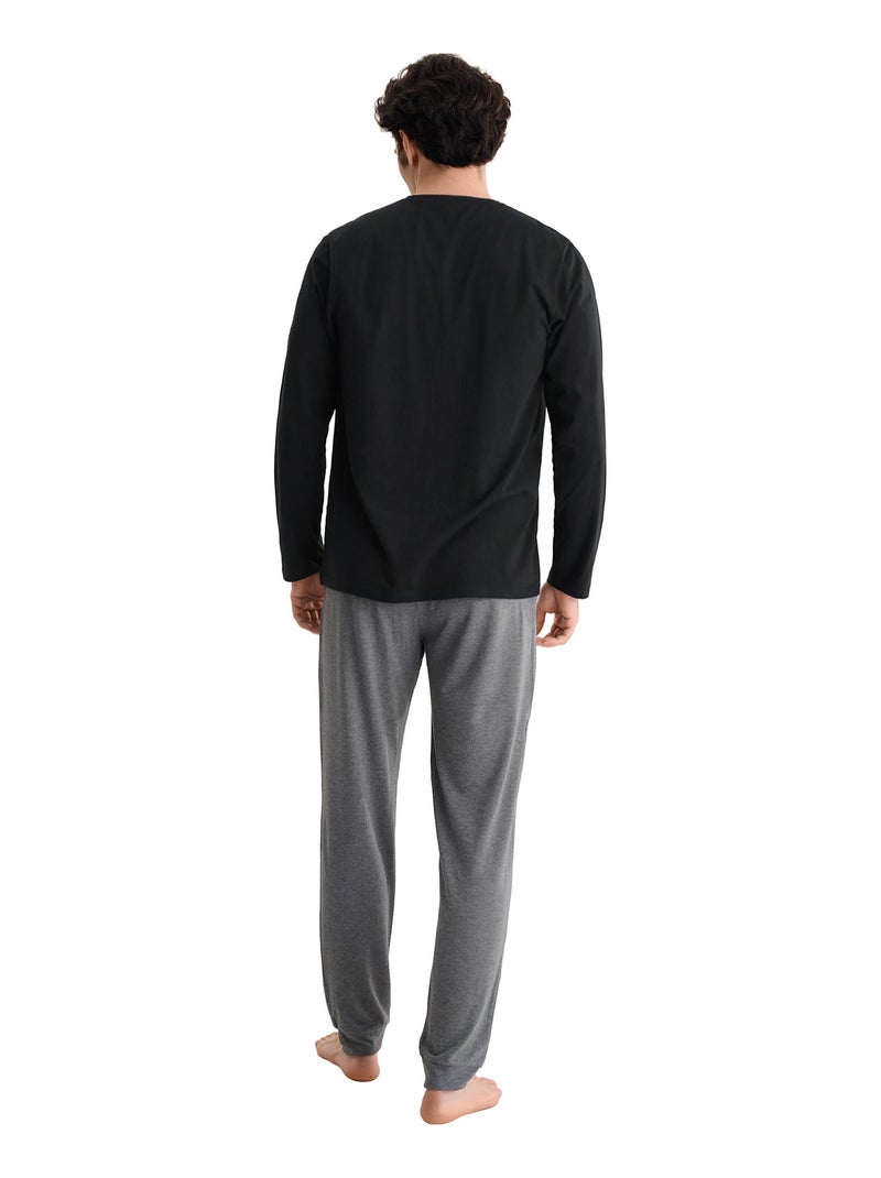 Pyjama pantalon top manches longues Titan Noir - Kiabi