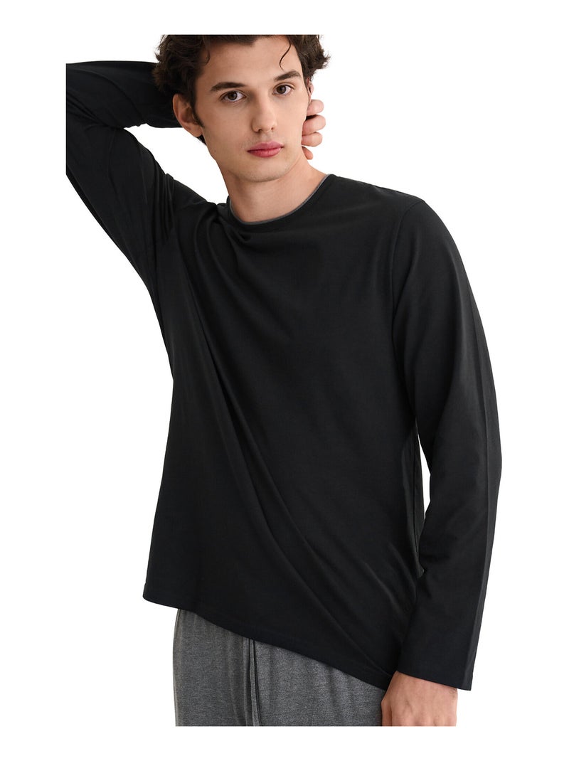 Pyjama pantalon top manches longues Titan Noir - Kiabi