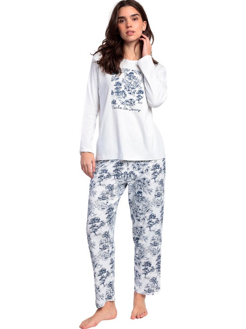 Pyjama pantalon top manches longues Toile De Jouy - Kiabi Pyjama pantalon top manches longues Toile De Jouy - Kiabi