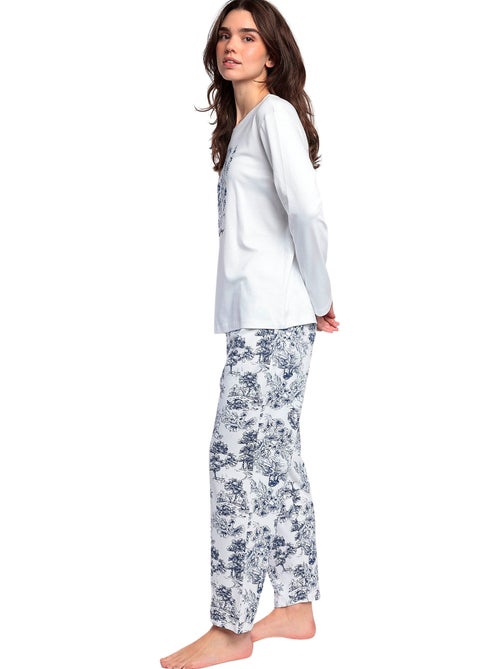 Pyjama pantalon top manches longues Toile De Jouy - Kiabi Pyjama pantalon top manches longues Toile De Jouy - Kiabi