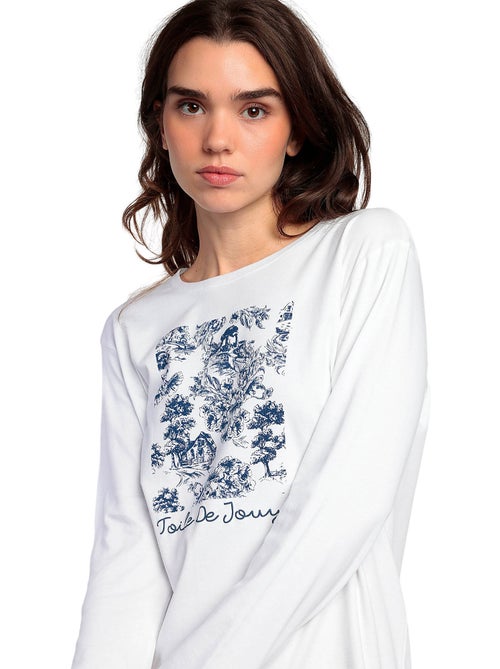 Pyjama pantalon top manches longues Toile De Jouy - Kiabi Pyjama pantalon top manches longues Toile De Jouy - Kiabi