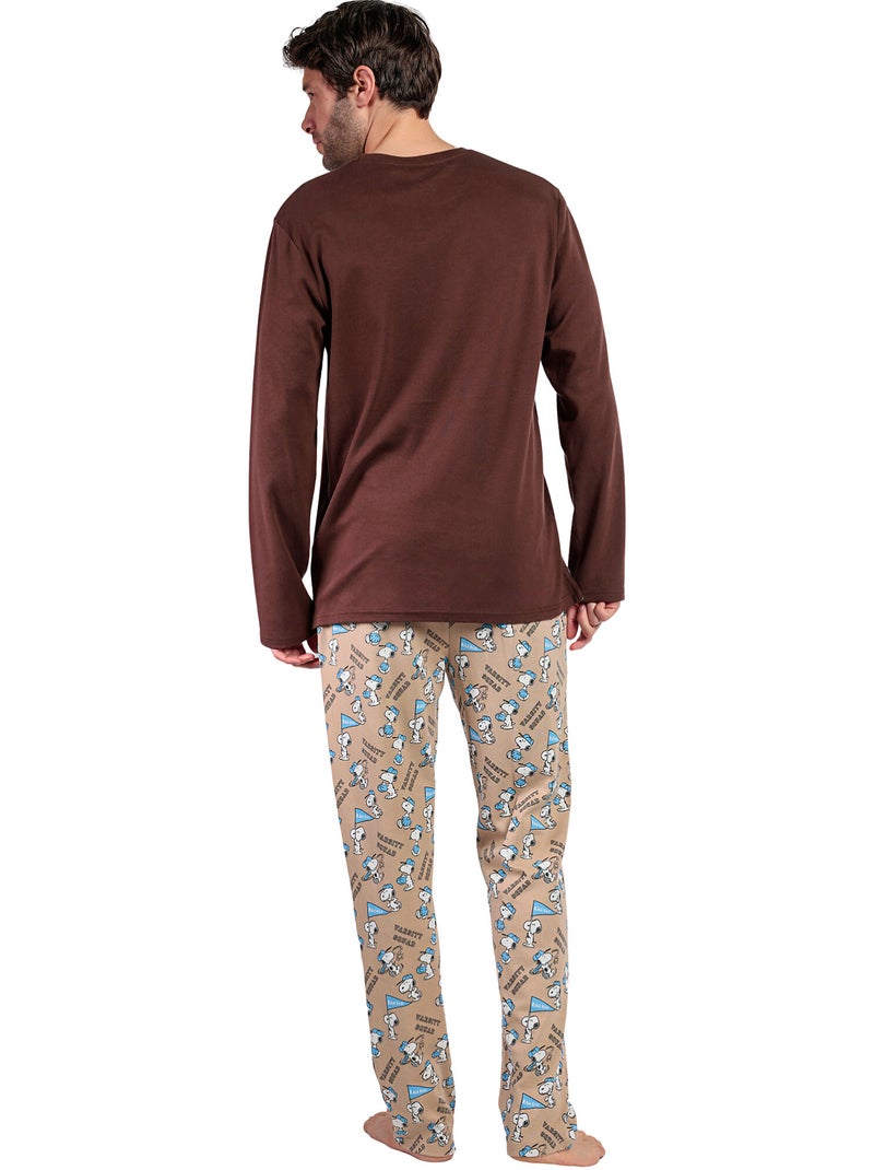 Pyjama pantalon top manches longues Varsity Squad Peanuts Marron chocolat - Kiabi