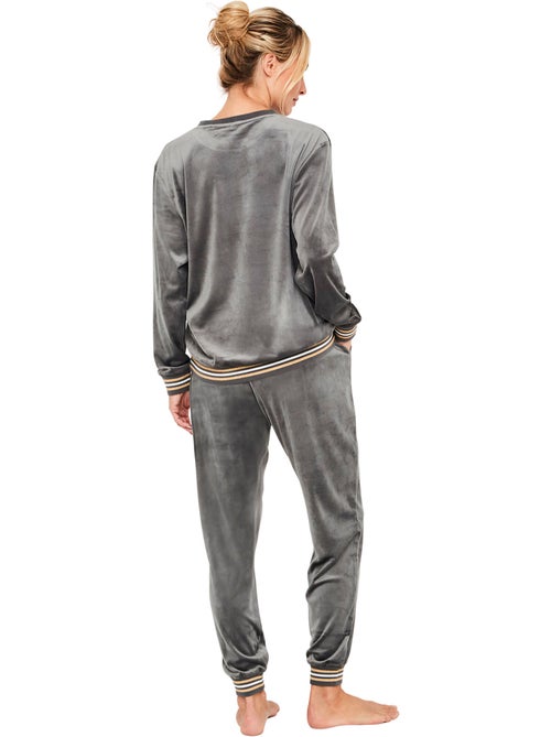 Pyjama pantalon top manches longues velvet glow - Kiabi
