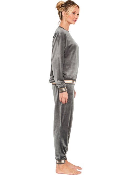 Pyjama pantalon top manches longues velvet glow - Kiabi