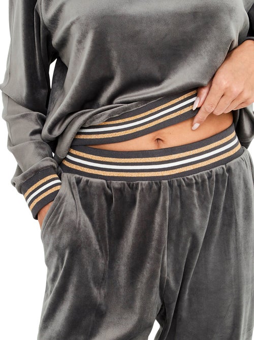 Pyjama pantalon top manches longues velvet glow - Kiabi