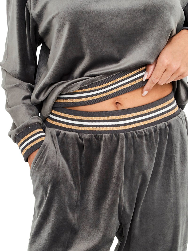 Pyjama pantalon top manches longues velvet glow Gris - Kiabi