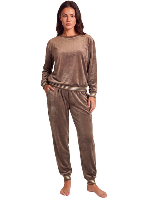 Pyjama pantalon top manches longues velvet glow - Kiabi Pyjama pantalon top manches longues velvet glow - Kiabi