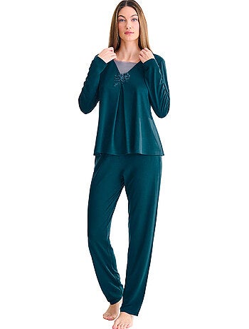 Pyjama pantalon top manches longues velvet luxe
