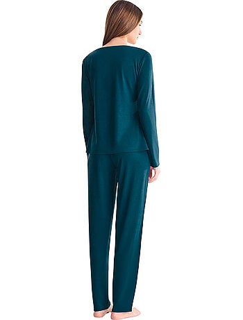 Pyjama pantalon top manches longues velvet luxe