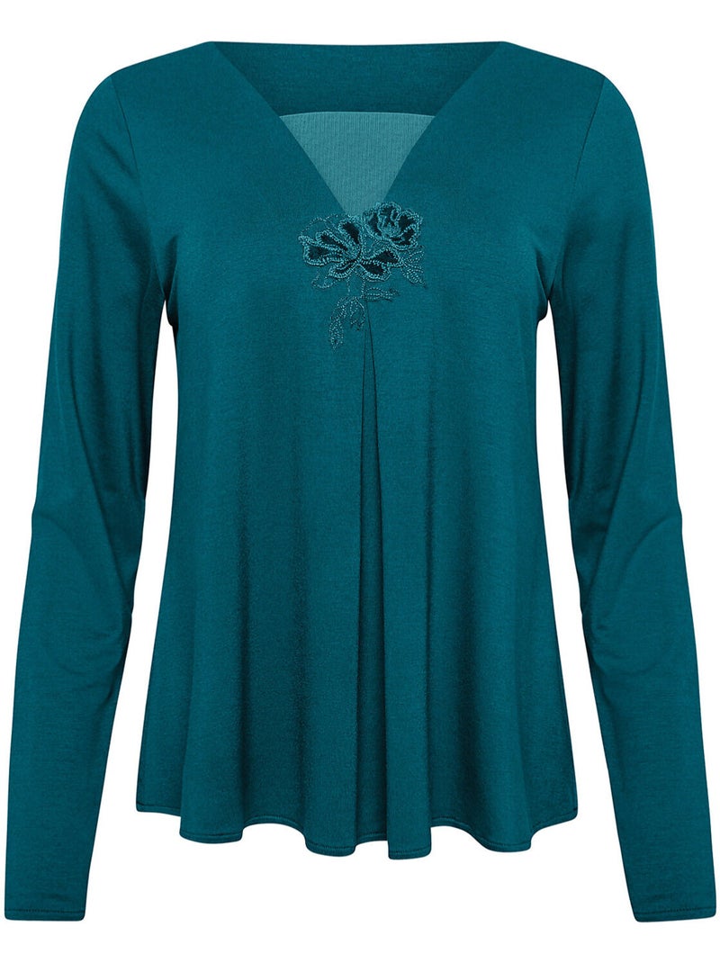 Pyjama pantalon top manches longues velvet luxe Vert - Kiabi