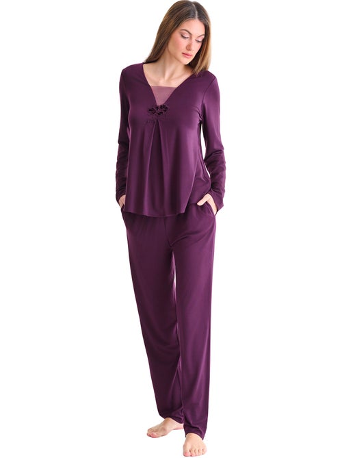 Pyjama pantalon top manches longues velvet luxe - Kiabi Pyjama pantalon top manches longues velvet luxe - Kiabi
