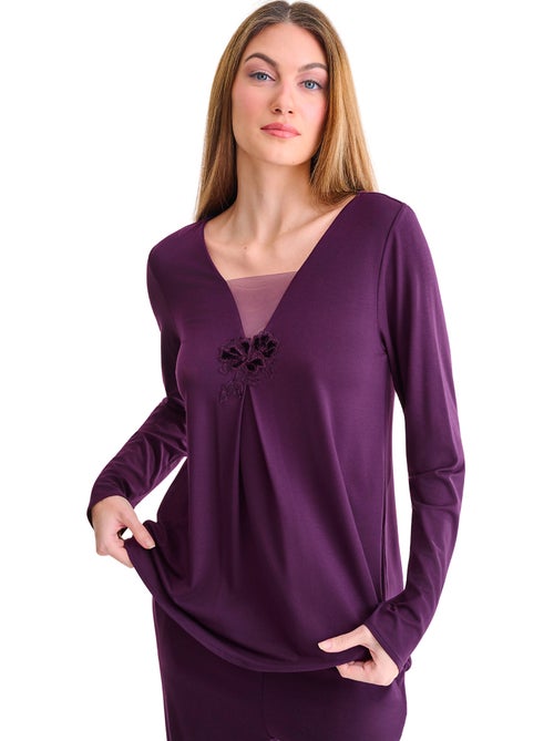 Pyjama pantalon top manches longues velvet luxe - Kiabi Pyjama pantalon top manches longues velvet luxe - Kiabi