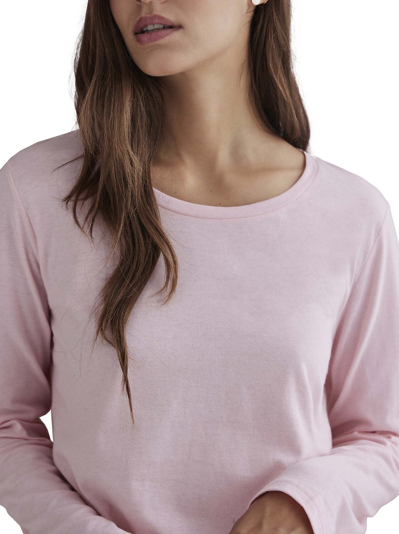 Pyjama pantalon top manches longues Vichy Rose - Kiabi
