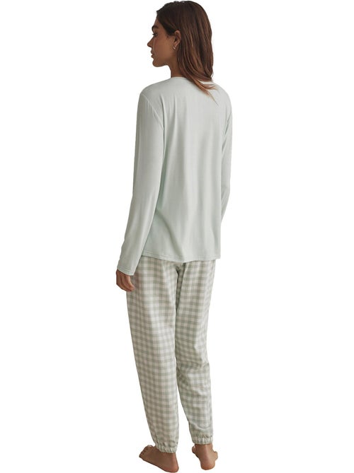 Pyjama pantalon top manches longues VICHYP91 - Kiabi Pyjama pantalon top manches longues VICHYP91 - Kiabi