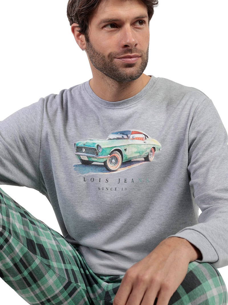 Pyjama pantalon top manches longues Vintage Car Lois Gris - Kiabi