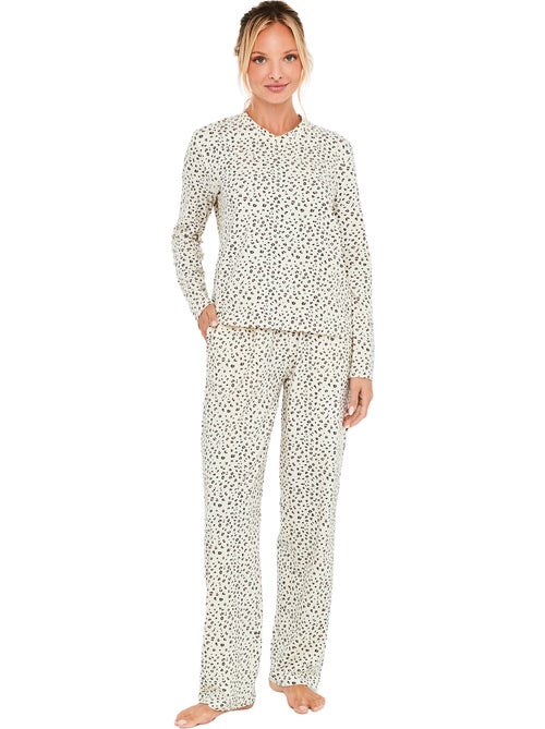 Pyjama pantalon top manches longues wild calm - Kiabi