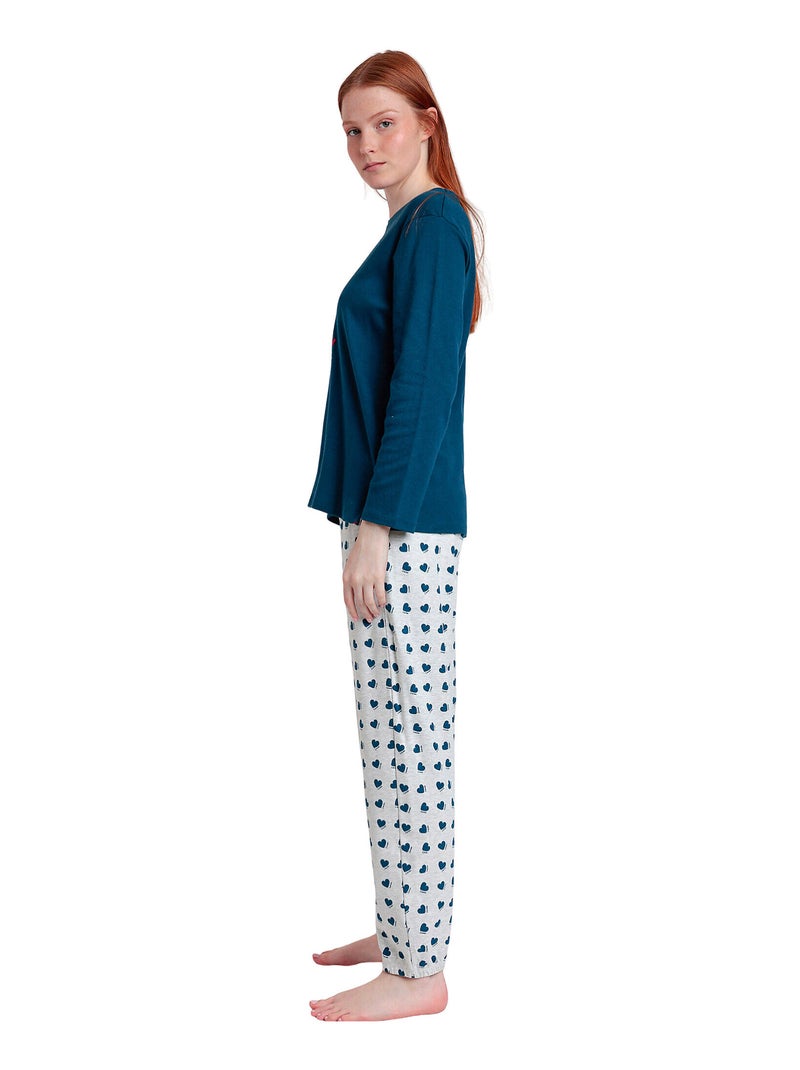 Pyjama pantalon top manches longues You Make My Love Disney Bleu marine - Kiabi