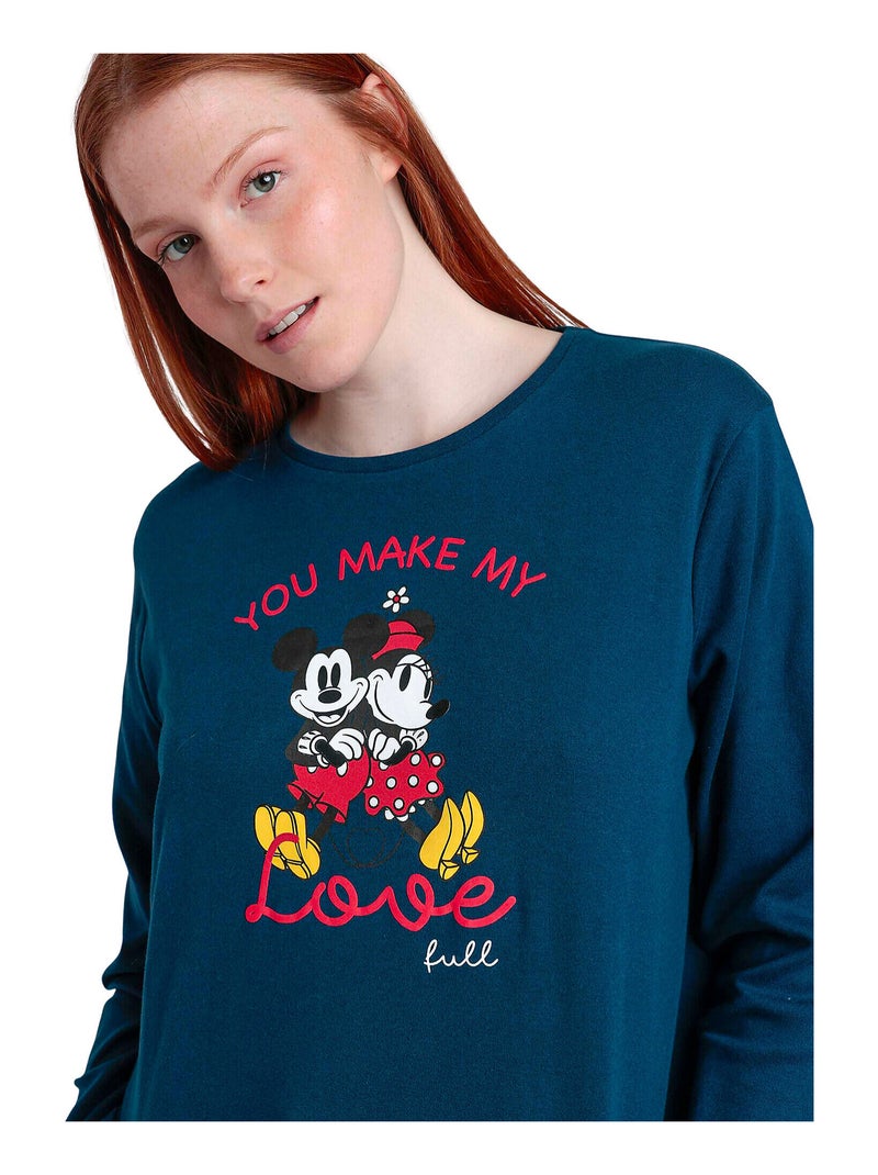 Pyjama pantalon top manches longues You Make My Love Disney Bleu marine - Kiabi